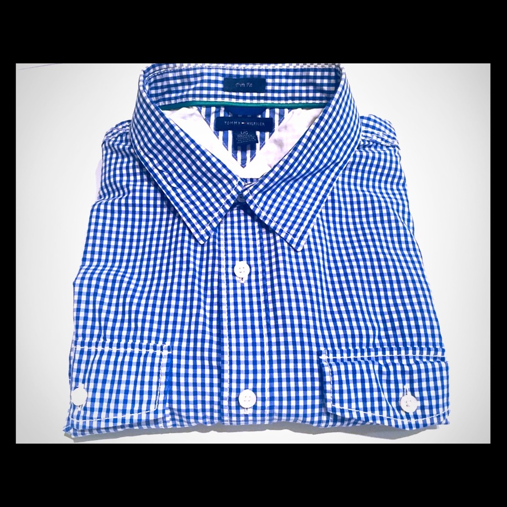 Beautiful used shirt Tommy Hilfiger blue and white